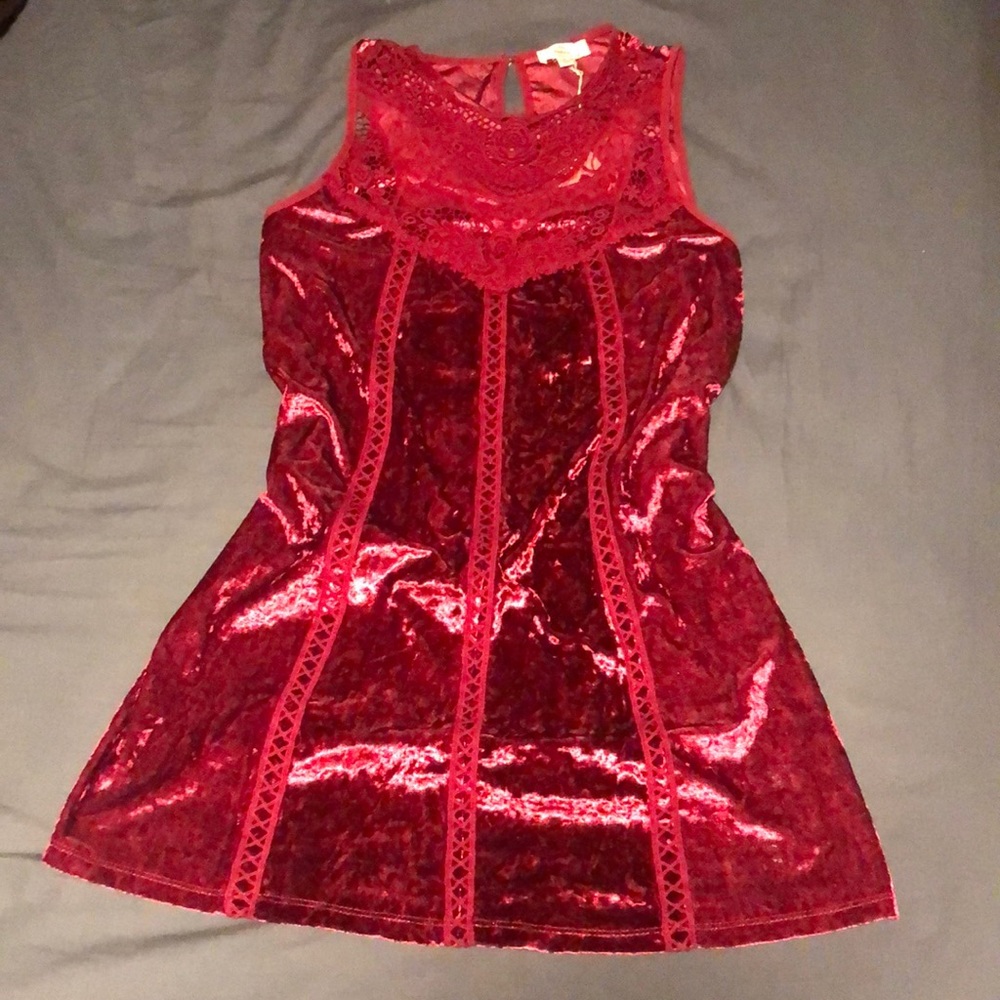 Red velvet cocktail dress